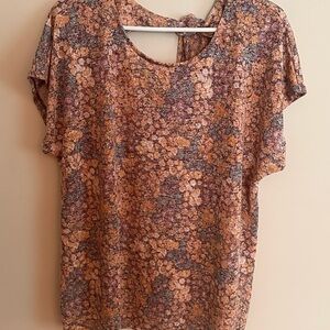 Cato Floral Short Sleeve Tee in Earth Tones